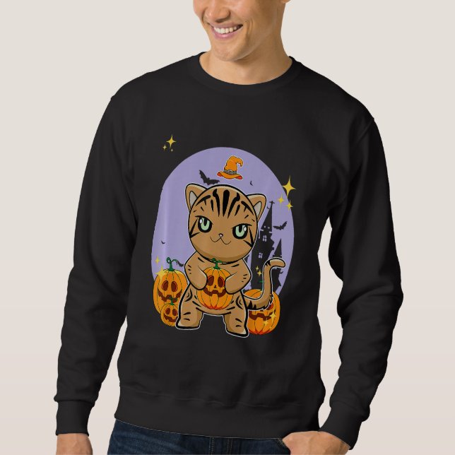 Sudadera American Shorthair Cat With Pumpkin Halloween (Anverso)