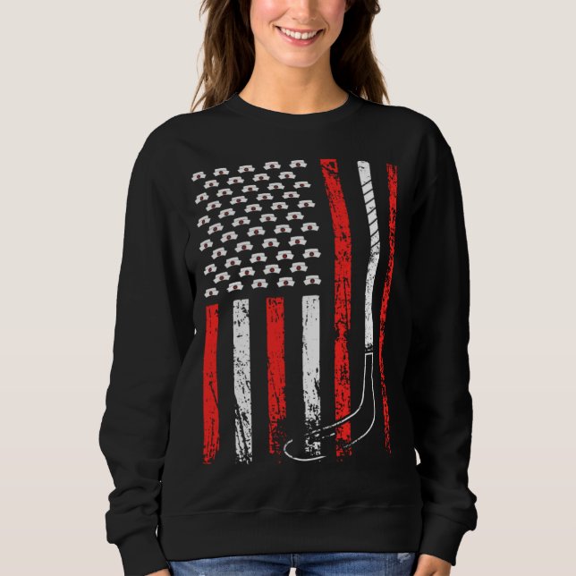 Sudadera American Sports Flag National Nurses Day Ice Hocke (Anverso)