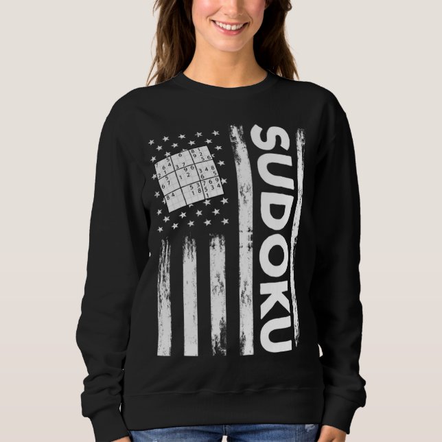 Sudadera American Sudoku Puzzle Outfit USA Flag (Anverso)