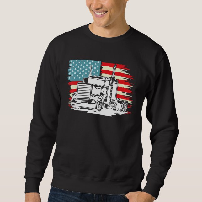 Sudadera American Truck Driver Patriotic US Flag Semi Trail (Anverso)