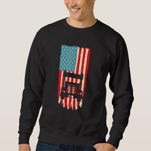 Sudadera American Truck Driver Patriotic US Flag Semi Trail (Anverso)
