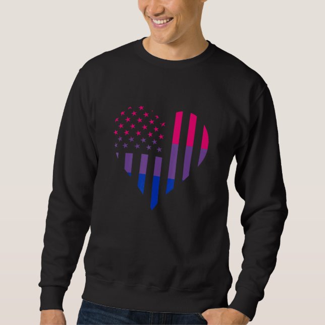 Sudadera American USA Bisexual Flag Bisexuality Heart Bisex (Anverso)