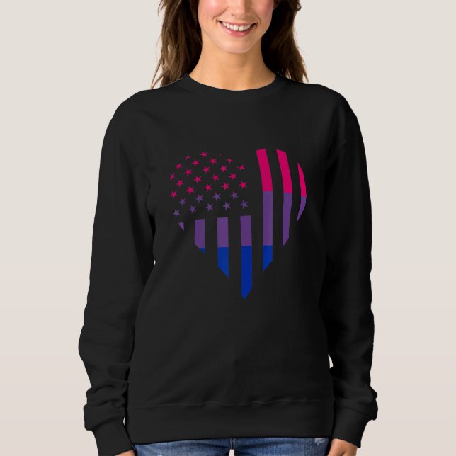 Sudadera American USA Bisexual Flag Bisexuality Heart Bisex (Anverso)