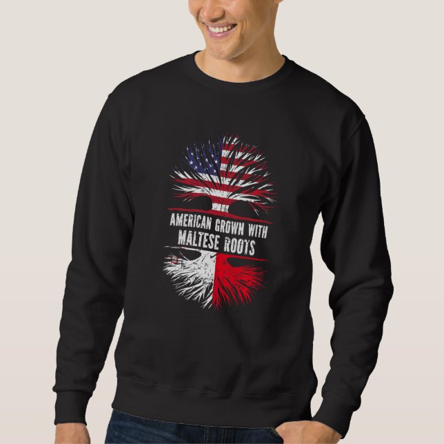 Sudadera Americano Crecido Con Raíces Maltesas Bandera Esta (Anverso)