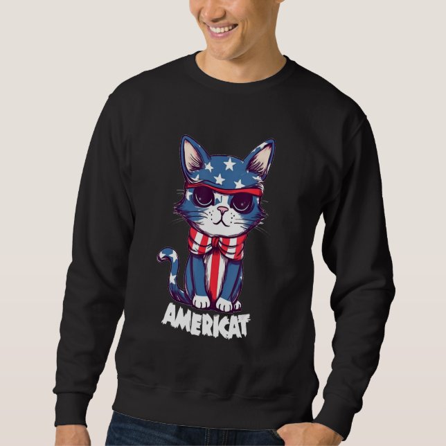 Sudadera Americat Cute Cat  4th of July Men Women (Anverso)