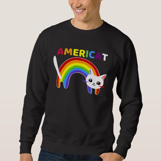 Sudadera Americat LGBT Meowica Happyy Fourth of Julyy (Anverso)