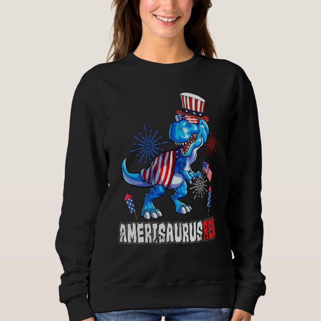 Sudadera Amerisaurus Rex American Flag 4th of July T Rex Di (Anverso)