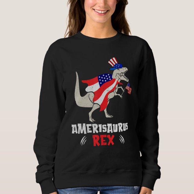 Sudadera Amerisaurus Rex American Flag 4th of July T Rex Di (Anverso)