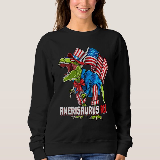 Sudadera Amerisaurus Rex Tío Sam Bandera Estadounidense 4 D (Anverso)