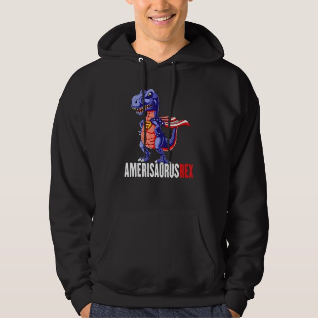 Sudadera Amerisaurus T Rex Dinosaur American Flag 4th of Ju (Anverso)