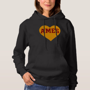 Sudadera Ames Iowa Heart Design Ciudad del Colegio Oro y