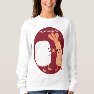 Sudadera Amigos camarones de arroz de sushi lindos dibujos 