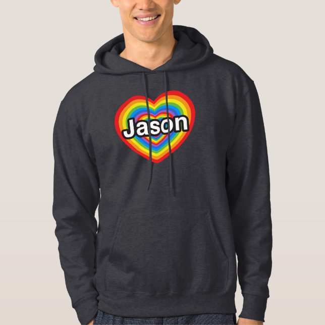 Sudadera Amo a Jason. Te amo, Jason. Corazón (Anverso)