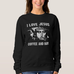 Sudadera Amo a Jesús Café y Siestas Dios Santo