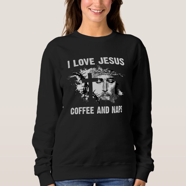 Sudadera Amo a Jesús Café y Siestas Dios Santo (Anverso)