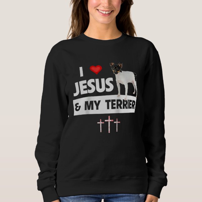 Sudadera Amo a Jesús y a mi perro terrier de pelo liso mamá (Anverso)