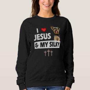 Sudadera Amo a Jesús y a mi perro terrier sedoso Mamá Papá