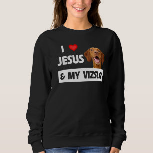 Sudadera Amo A Jesús Y A Mi Perro Vizsla Mamá Papá Christia