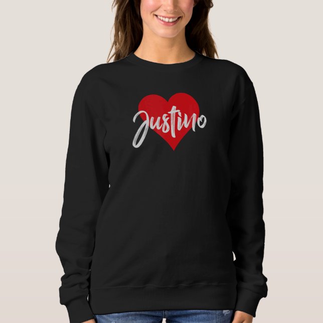 Sudadera Amo A Justino Primer Nombre Yo Corazón (Anverso)