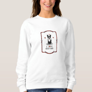 Sudadera Amo a los Bostones - Boston Terriers (blanco y neg