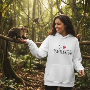 Sudadera Amo a los monos Tipografía manuscrita adorable