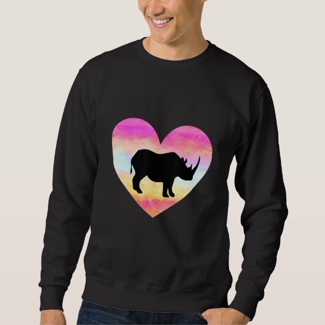 Sudadera Amo a los rinocerontes Mujeres de colores cardíaco (Anverso)