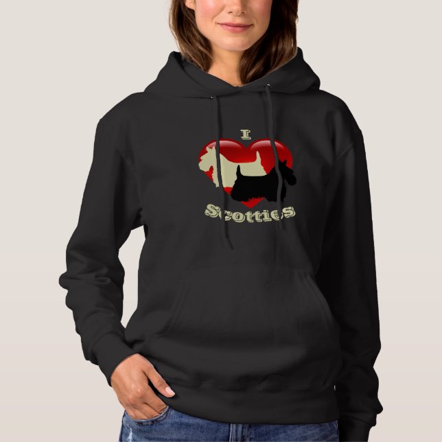 Sudadera Amo a los Scottish Terriers, negros y trigueños (Anverso)