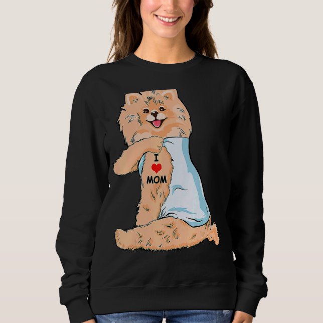 Sudadera Amo a mamá Tattoo Alemán Spitz Mamá Perro Da de Ma (Anverso)