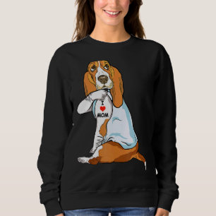 Sudadera Amo a Mamá Tattoo Basset Hound Mamá Perro Mujeres