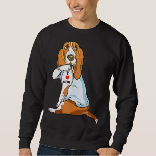 Sudadera Amo a Mamá Tattoo Basset Hound Mamá Perro Mujeres 