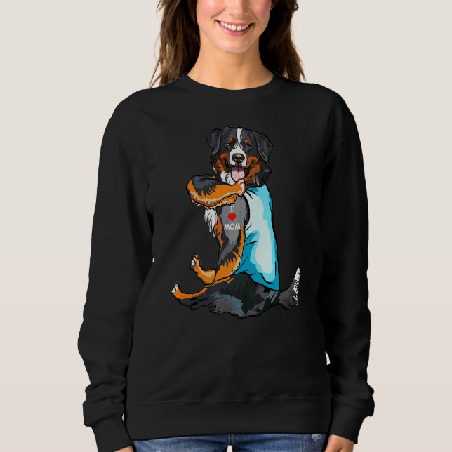 Sudadera Amo a Mamá Tattoo Bernese Montaña Mamá Perra Mujer (Anverso)