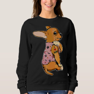 Sudadera Amo a Mamá Tattoo Chihuahua Flores de Perro