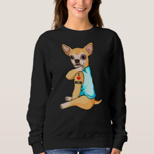 Sudadera Amo a Mamá Tattoo Chihuahua Mamá Perro Mujeres
