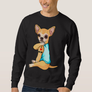 Sudadera Amo a Mamá Tattoo Chihuahua Mamá Perro Mujeres