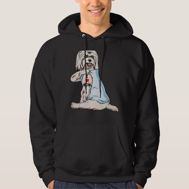 Sudadera Amo A Mamá Tattoo Coton De Tulear Mamá Perro Mujer (Anverso)