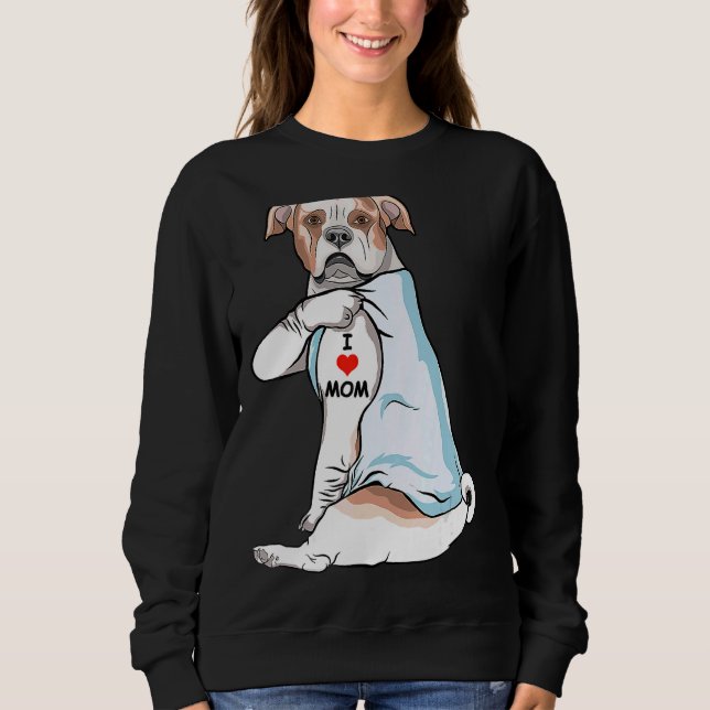 Sudadera Amo a mamá Tattoo Día de la Madre de Bulldog Ameri (Anverso)