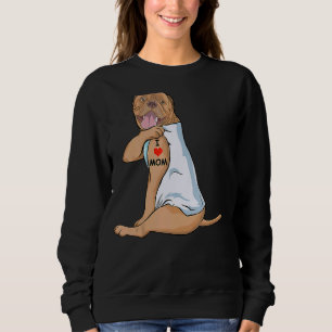 Sudadera Amo A Mamá Tattoo Dogue De Bordeaux Mamá Perro Muj