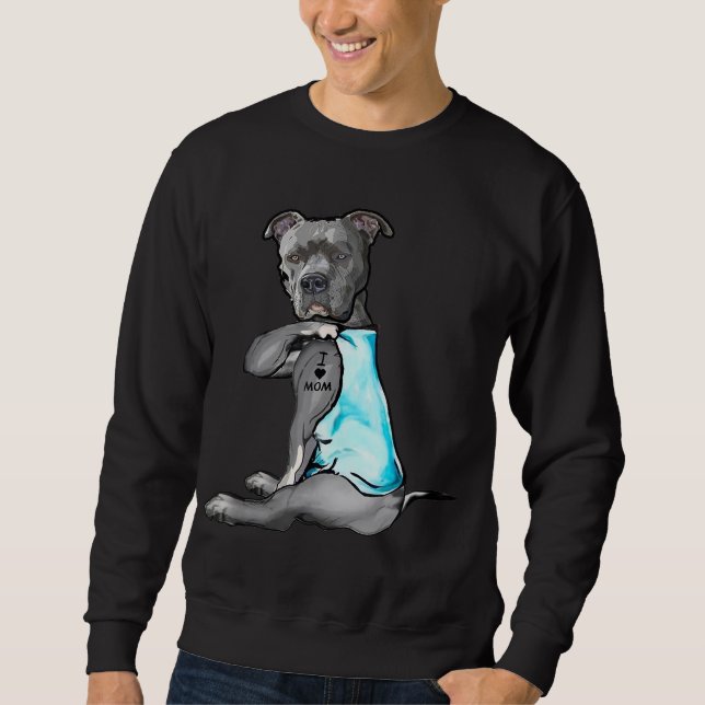 Sudadera Amo a Mamá Tattoo Pitbull Perro Perro Perro Perezo (Anverso)
