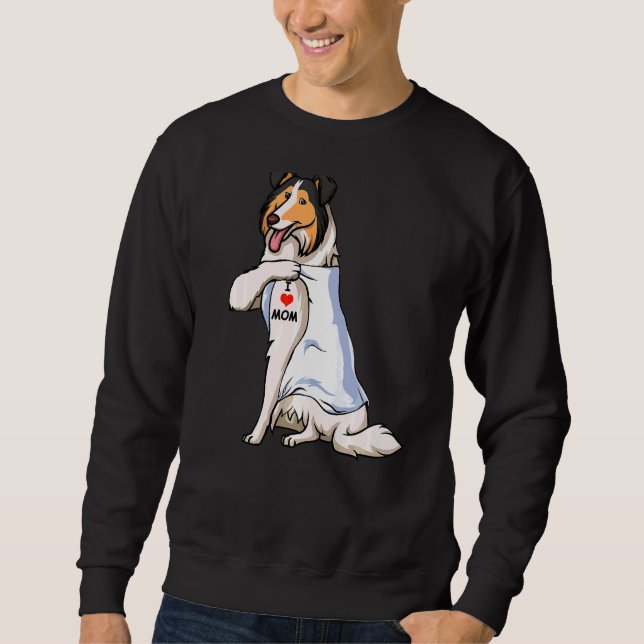 Sudadera Amo a Mamá Tattoo Rough Collie Mom Dog Women (Anverso)