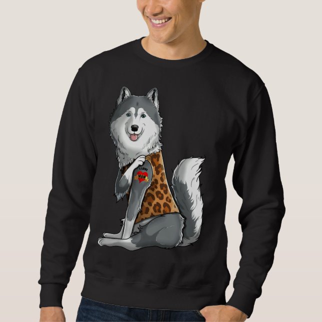 Sudadera Amo a mamá Tattoo Siberian Husky Madre Día de Madr (Anverso)