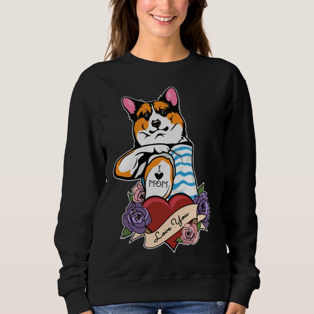 Sudadera Amo a Mamá Tattoo Yo Wellness Corgi Mamá (Anverso)