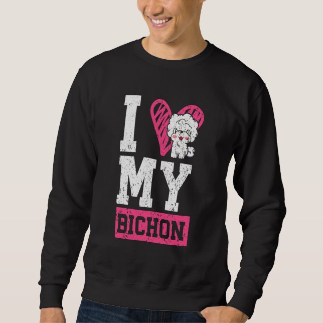 Sudadera Amo a mi cachorro de pelo rizado Bichon Frise  (Anverso)