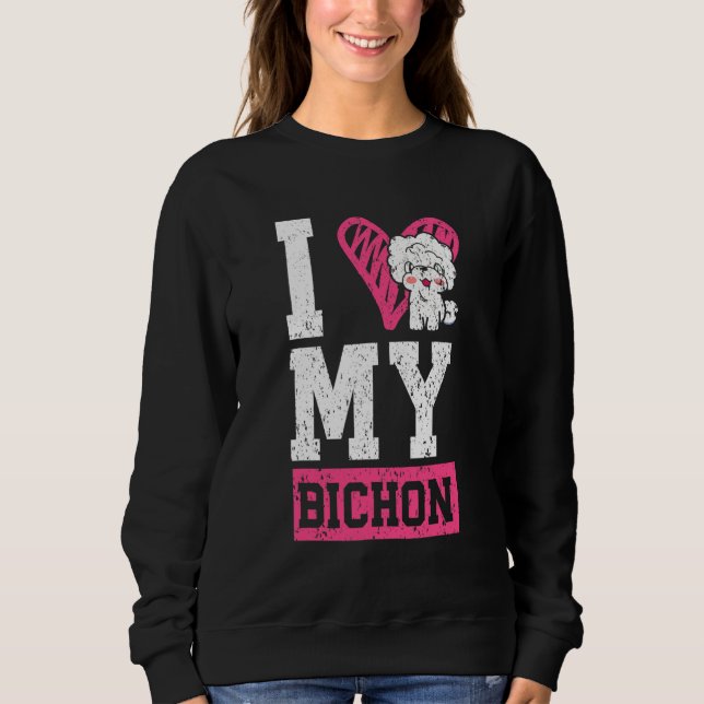 Sudadera Amo a mi cachorro de pelo rizado Bichon Frise  (Anverso)