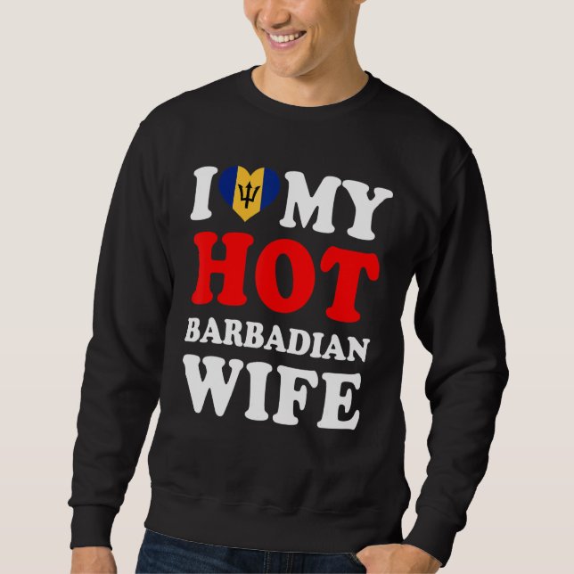 Sudadera Amo a mi esposa barbadense caliente (Anverso)