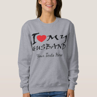 Sudadera Amo a mi esposo texto con símbolo de corazón rojo