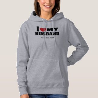 Sudadera Amo a mi esposo texto con símbolo de corazón rojo