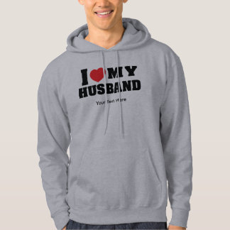 Sudadera Amo a mi esposo texto con símbolo de corazón rojo