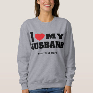 Sudadera Amo a mi esposo texto con símbolo de corazón rojo