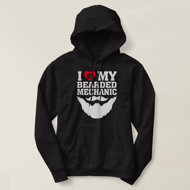 Sudadera Amo a mi mecánico barbudo (Diseño del anverso)
