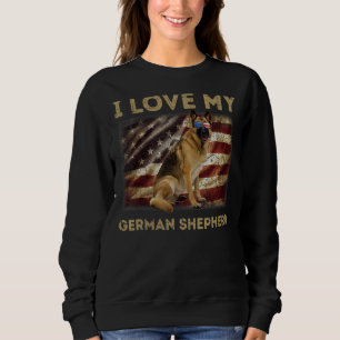 Sudadera Amo a mi pastor alemán papá mamá bandera estadouni